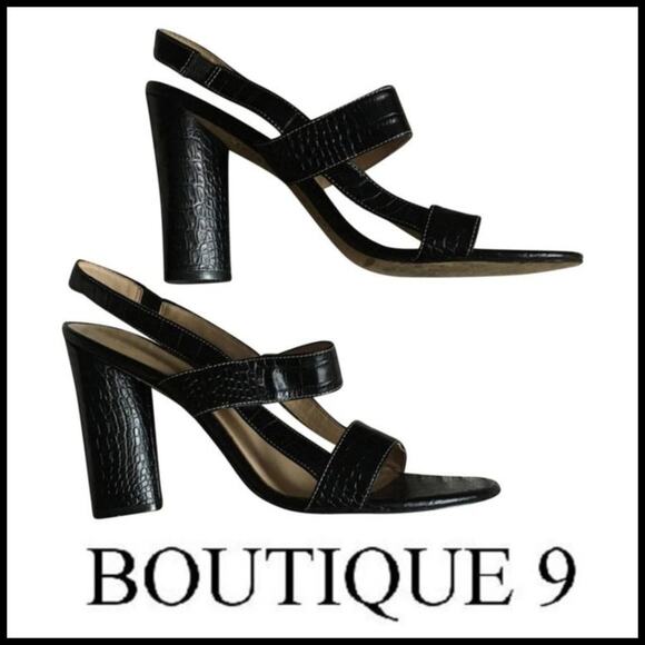 Boutique 9 Black Leather Slingback Sandals - Picture 1 of 8